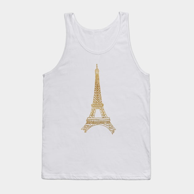 French chic - Paris Glam - Golden Eiffel Tower in a Pink Background Tank Top by Star58